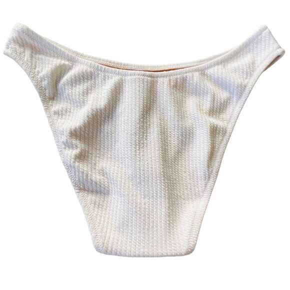 J Crew White Jacquard Texture Curved Waist Cheeky Bikini Bottom Sz L NWT - Picture 6 of 14